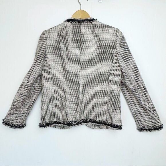 J Crew Terrazzo Fringe Trim Linen Blend Tweed Blazer size 8 New - Picture 4 of 11